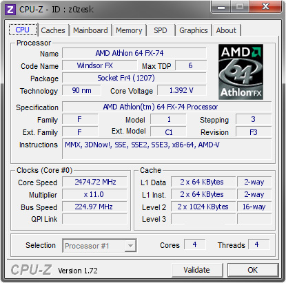 screenshot of CPU-Z validation for Dump [z0zesk] - Submitted by  ASUSL1N64SLI-WS  - 2015-08-09 04:08:03