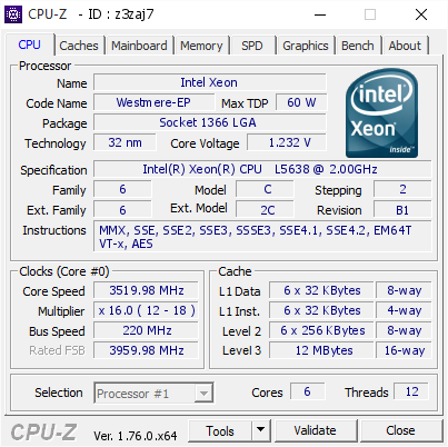 screenshot of CPU-Z validation for Dump [z3zaj7] - Submitted by  Akariiiiiiin  - 2016-07-27 12:12:47