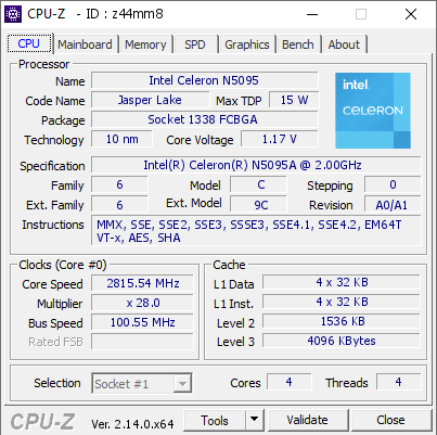 screenshot of CPU-Z validation for Dump [z44mm8] - Submitted by  DESKTOP-FT0J8CJ  - 2025-02-22 10:20:47