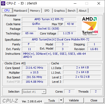 screenshot of CPU-Z validation for Dump [z6enz9] - Submitted by  PC  - 2023-10-16 22:25:00