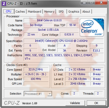 screenshot of CPU-Z validation for Dump [z7kfwm] - Submitted by  USER-PC  - 2014-07-08 17:07:03