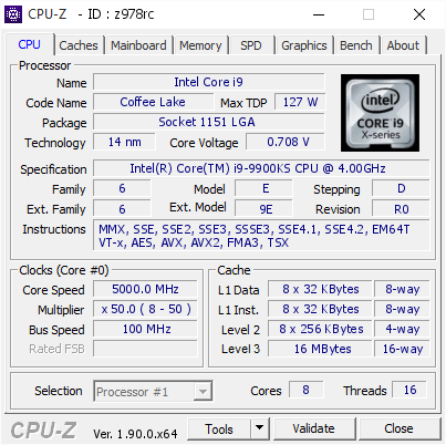 screenshot of CPU-Z validation for Dump [z978rc] - Submitted by  SERVER  - 2019-11-17 08:05:19