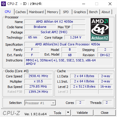 screenshot of CPU-Z validation for Dump [z9mz4k] - Submitted by  yee245  - 2020-07-27 07:33:22