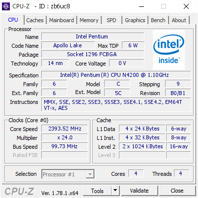 screenshot of CPU-Z validation for Dump [zb6uc8] - Submitted by  Anonymous  - 2017-01-26 03:46:41