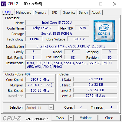 screenshot of CPU-Z validation for Dump [ze5v5j] - Submitted by  DESKTOP-4UO6420  - 2022-01-26 02:18:46