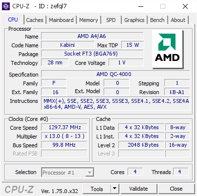 screenshot of CPU-Z validation for Dump [zefql7] - Submitted by  ZT-PC  - 2016-03-04 11:41:04