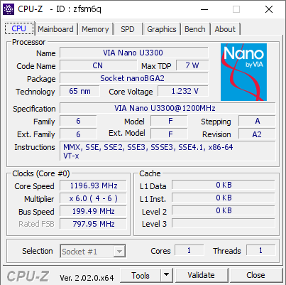 screenshot of CPU-Z validation for Dump [zfsm6q] - Submitted by  Anonymous  - 2022-10-14 00:18:00