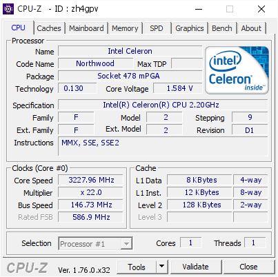 screenshot of CPU-Z validation for Dump [zh4gpv] - Submitted by  WINDOWS-5B26A35  - 2016-11-04 20:05:31