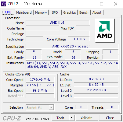 screenshot of CPU-Z validation for Dump [zinrhu] - Submitted by  IRINA  - 2023-08-29 14:46:50