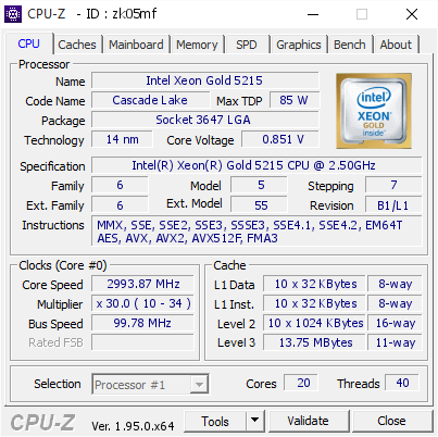 screenshot of CPU-Z validation for Dump [zk05mf] - Submitted by  Anonymous  - 2021-02-02 14:48:57