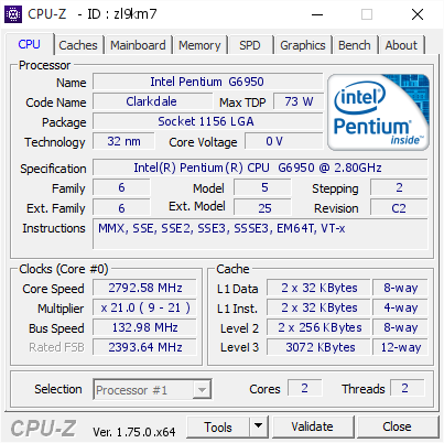 screenshot of CPU-Z validation for Dump [zl9km7] - Submitted by  APO2  - 2016-02-12 19:58:29