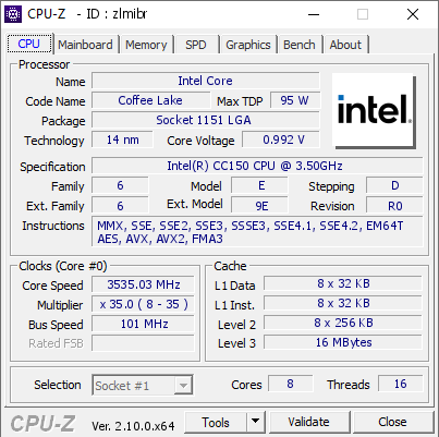 screenshot of CPU-Z validation for Dump [zlmibr] - Submitted by  Anonymous  - 2024-09-12 17:33:31