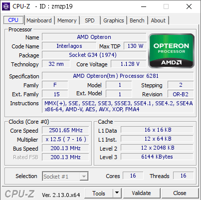 screenshot of CPU-Z validation for Dump [zmzp19] - Submitted by  xhoba  - 2024-12-30 14:30:20