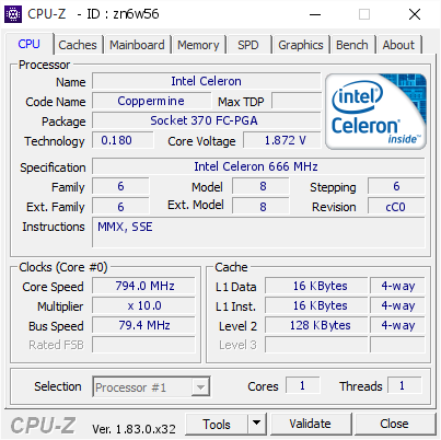 screenshot of CPU-Z validation for Dump [zn6w56] - Submitted by  StingerYar  - 2018-03-07 02:33:22