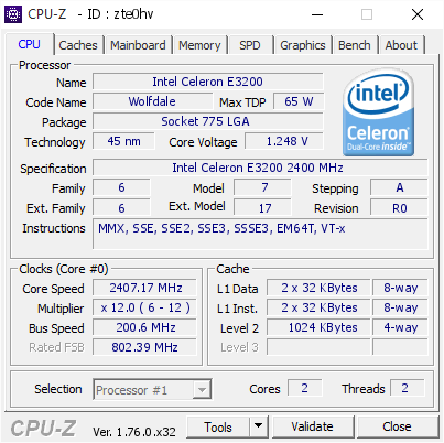 screenshot of CPU-Z validation for Dump [zte0hv] - Submitted by  360XT-20160115W  - 2016-07-22 13:37:20