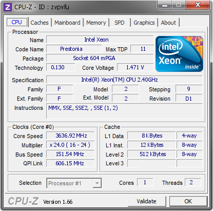 screenshot of CPU-Z validation for Dump [zvpvfu] - Submitted by  Matti OC  - 2013-08-26 22:08:42