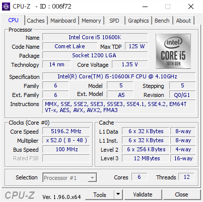 screenshot of CPU-Z validation for Dump [006f72] - Submitted by  Anonymous  - 2021-05-14 16:58:53