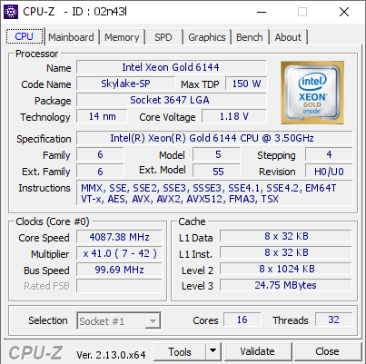 screenshot of CPU-Z validation for Dump [02n43l] - Submitted by    - 2025-02-09 07:13:29