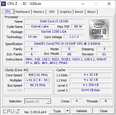 screenshot of CPU-Z validation for Dump [0d2iuw] - Submitted by  ZANEMAYBE  - 2024-04-25 13:44:29