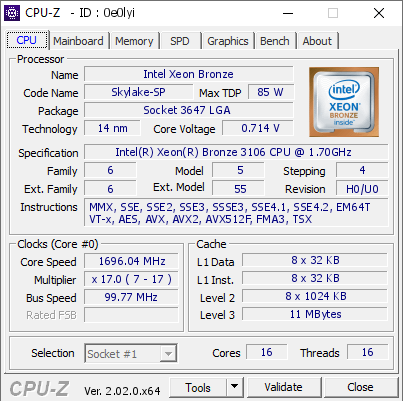 screenshot of CPU-Z validation for Dump [0e0lyi] - Submitted by  Anonymous  - 2022-09-19 12:59:17