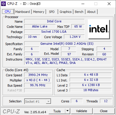 screenshot of CPU-Z validation for Dump [0xeqt3] - Submitted by  Anonymous  - 2023-03-26 14:43:39