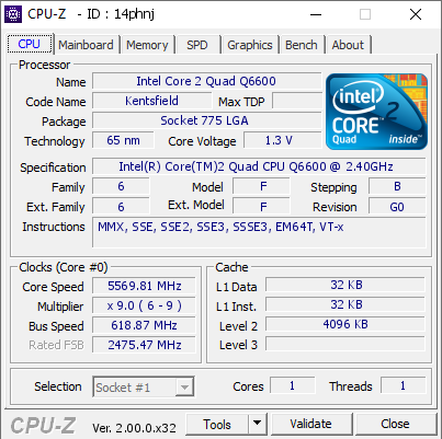 screenshot of CPU-Z validation for Dump [14phnj] - Submitted by  Luumi  - 2024-01-01 22:30:13
