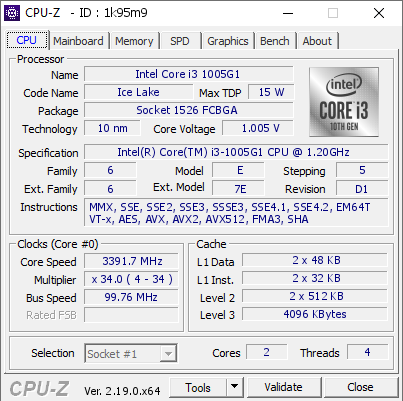 screenshot of CPU-Z validation for Dump [1k95m9] - Submitted by  DEONSPC  - 2026-04-23 06:28:42
