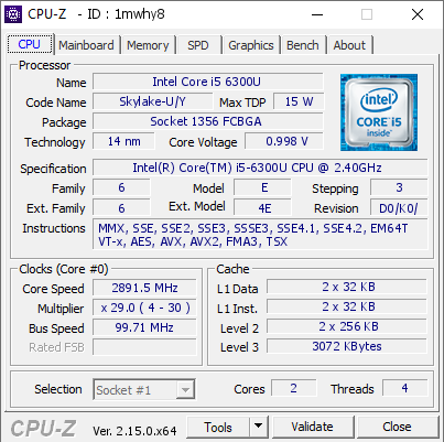 screenshot of CPU-Z validation for Dump [1mwhy8] - Submitted by  Anonymous  - 2025-05-09 09:39:19