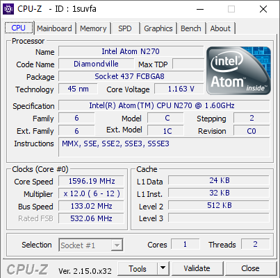 screenshot of CPU-Z validation for Dump [1suvfa] - Submitted by    - 2025-07-13 13:12:26