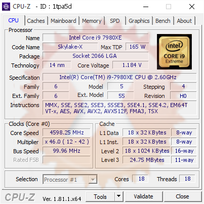 screenshot of CPU-Z validation for Dump [1tpa5d] - Submitted by  ksin  - 2017-12-03 09:32:53