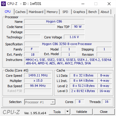 screenshot of CPU-Z validation for Dump [1wf331] - Submitted by  Anonymous  - 2021-02-04 02:46:37