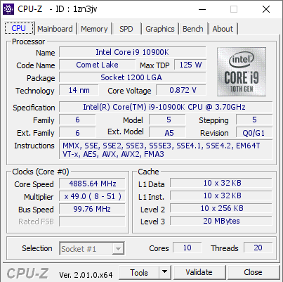 screenshot of CPU-Z validation for Dump [1zn3jv] - Submitted by  DESKTOP-02HI2GM  - 2022-08-14 15:14:43