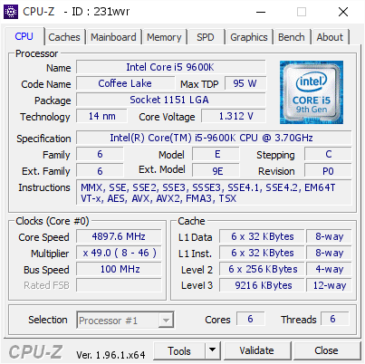 screenshot of CPU-Z validation for Dump [231wvr] - Submitted by  DESKTOP-H6MTDN1  - 2021-09-08 20:43:11