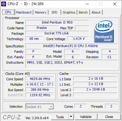 screenshot of CPU-Z validation for Dump [24c189] - Submitted by  ethanlerma  - 2024-03-29 05:56:46