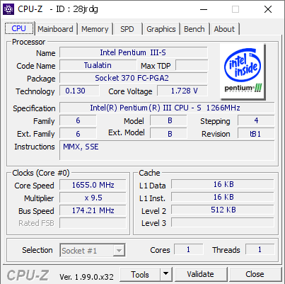 screenshot of CPU-Z validation for Dump [28jrdg] - Submitted by  Fouquin  - 2022-02-12 01:24:46