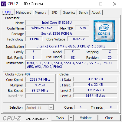 screenshot of CPU-Z validation for Dump [2cnqva] - Submitted by  DESKTOP-AH0J4P4  - 2023-03-02 13:13:21