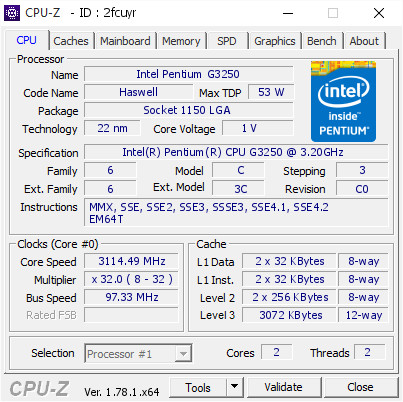 screenshot of CPU-Z validation for Dump [2fcuyr] - Submitted by  Anonymous  - 2017-03-09 06:28:40