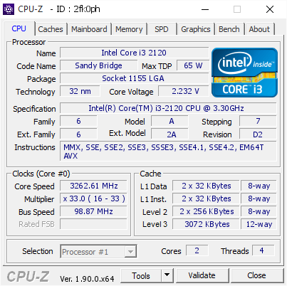 screenshot of CPU-Z validation for Dump [2fk0ph] - Submitted by  Anonymous  - 2019-10-01 18:44:15