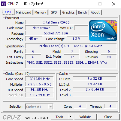 screenshot of CPU-Z validation for Dump [2jnbm6] - Submitted by  Anonymous  - 2025-05-14 23:57:36