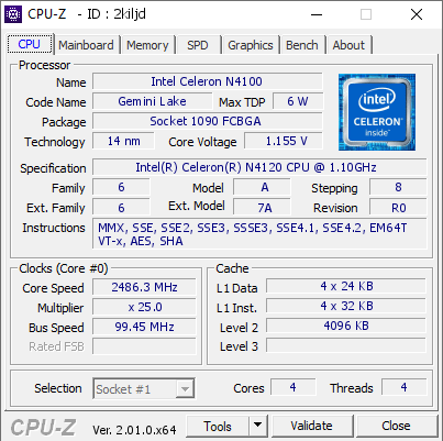 screenshot of CPU-Z validation for Dump [2kiljd] - Submitted by  IGREJA  - 2022-06-15 01:59:18