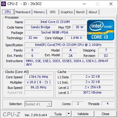 screenshot of CPU-Z validation for Dump [2tx302] - Submitted by  XTREMELITE-PC  - 2024-03-23 05:14:53