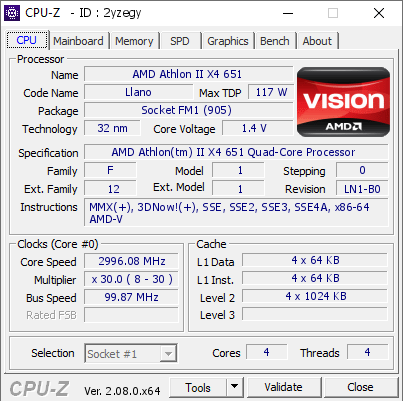 screenshot of CPU-Z validation for Dump [2yzegy] - Submitted by  DESKTOP-2VD3A22  - 2024-03-24 06:29:29