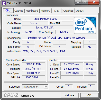screenshot of CPU-Z validation for Dump [32rlit] - Submitted by  zarg  - 2014-12-17 13:12:01