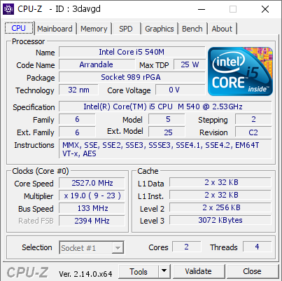 screenshot of CPU-Z validation for Dump [3davgd] - Submitted by  Anonymous  - 2025-02-22 01:59:36
