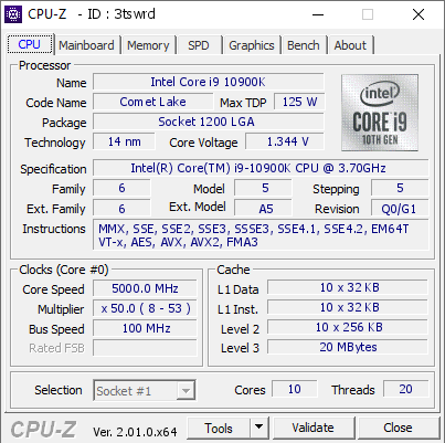 screenshot of CPU-Z validation for Dump [3tswrd] - Submitted by  CzRush  - 2022-04-25 22:34:31