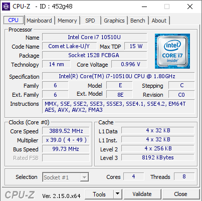 screenshot of CPU-Z validation for Dump [452g48] - Submitted by  X1  - 2025-03-26 12:12:01