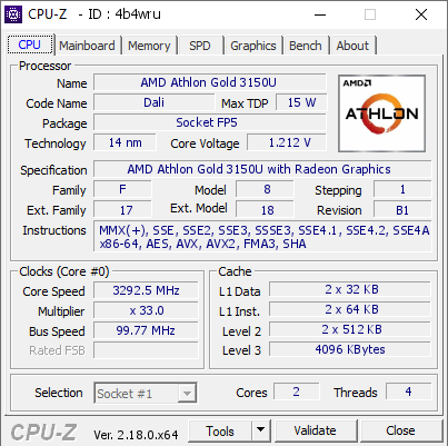 screenshot of CPU-Z validation for Dump [4b4wru] - Submitted by  DCMN  - 2026-04-17 18:14:58