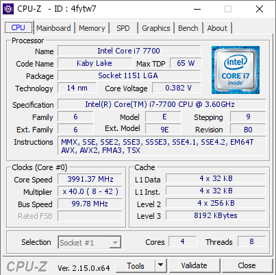 screenshot of CPU-Z validation for Dump [4fytw7] - Submitted by  Anonymous  - 2025-05-15 19:13:18