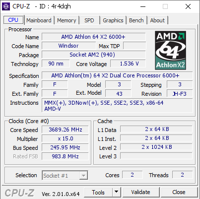 screenshot of CPU-Z validation for Dump [4r4dqh] - Submitted by  zTerrordactyl  - 2022-08-22 00:51:36