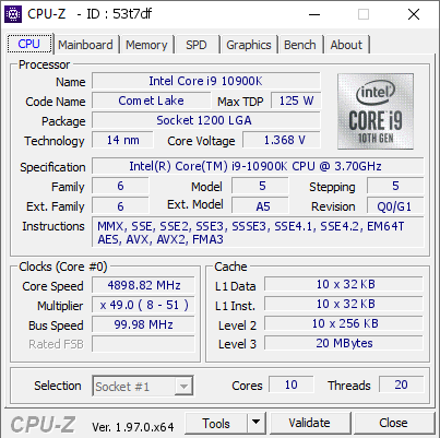 screenshot of CPU-Z validation for Dump [53t7df] - Submitted by  The_One  - 2021-09-11 09:30:40